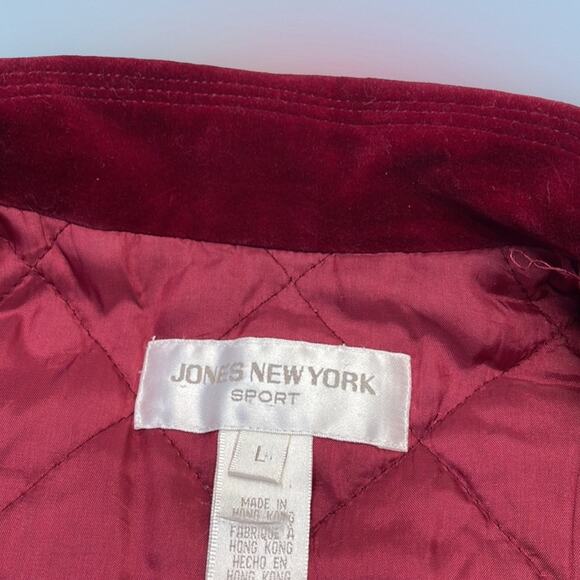 JONES NEW YORK Women’s Large Wine Red Velour Coat - Picture 4 of 5